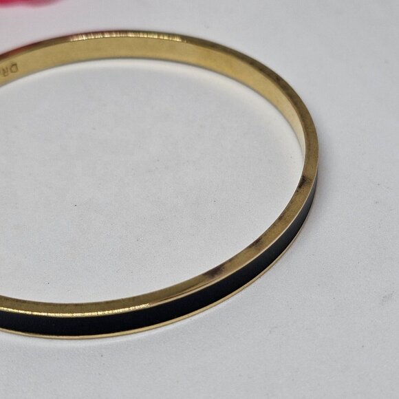 Kate Spade Black Enamel 'Draw the Line' Bangle Bracelet Gold Tone - Picture 4 of 16